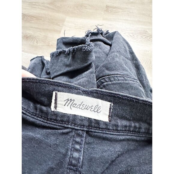 Madewell Rigid Denim A-Line Mini Skirt Black Womens 28 Raw Hem - Picture 6 of 11